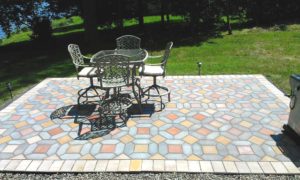Photo of a tiled patio is the focus for entertaining.
